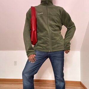 Green Columbia Fleece Jacket With Embroidered Logo Size Large